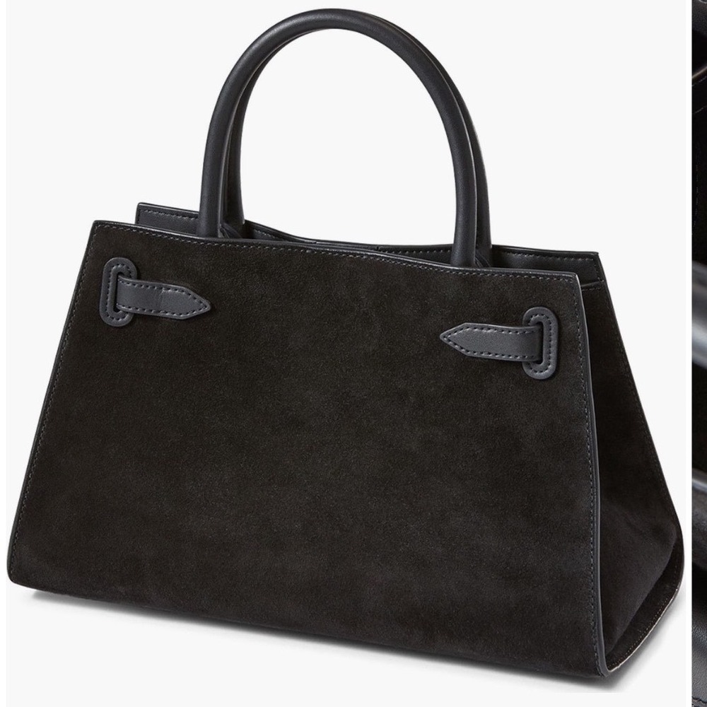 Veronica Beard Dash Cargo Top Handle Bag Suede Leather Satchel Crossbody Handbag - Picture 3 of 6